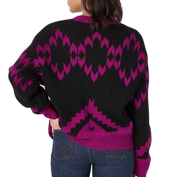 2911 Wrangler Retro Purple and Black, V-neck Sweater Women's Large, loose fit - Picture 2 of 7